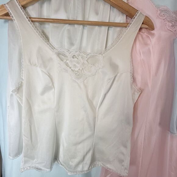 VTG Movie Star Nightie Lingerie Set Nylon Lace Pink Sissy 1970s SIZE SMALL USA - Picture 6 of 16